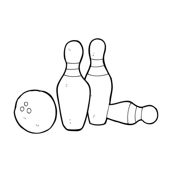 Cartoon bowling bal en kegels — Stockvector