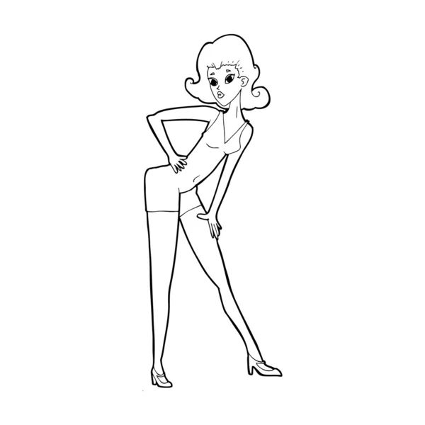 Modelo de dibujos animados mujer posando — Vector de stock