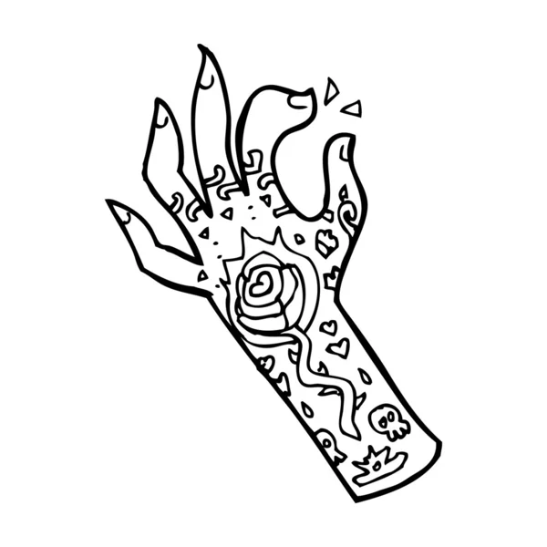 Cartoon tattoo hand — Stock Vector
