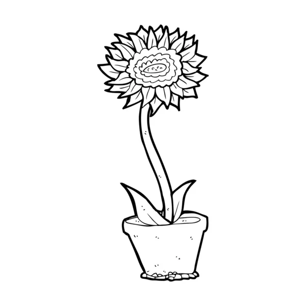 Flor de dibujos animados en olla — Vector de stock