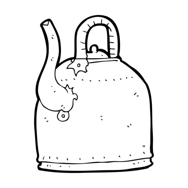 Vieux bouilloire en fer dessin animé — Image vectorielle
