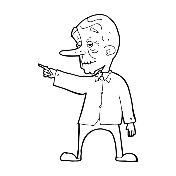 Dessin animé vieil homme pointant — Image vectorielle