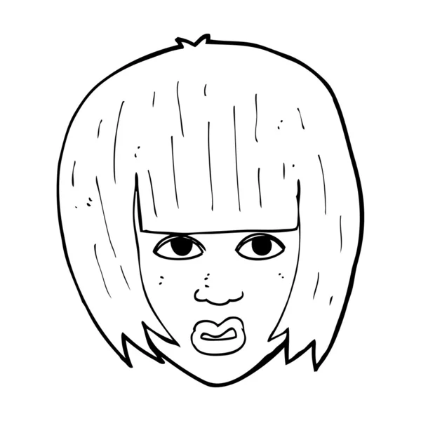 Dibujos animados chica molesta con el pelo grande — Vector de stock