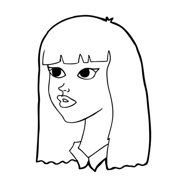 Καρτούν όμορφο κορίτσι με μακριά μαλλιά — Διανυσματικό Αρχείο