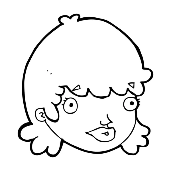 Desenho animado rosto feminino feliz — Vetor de Stock