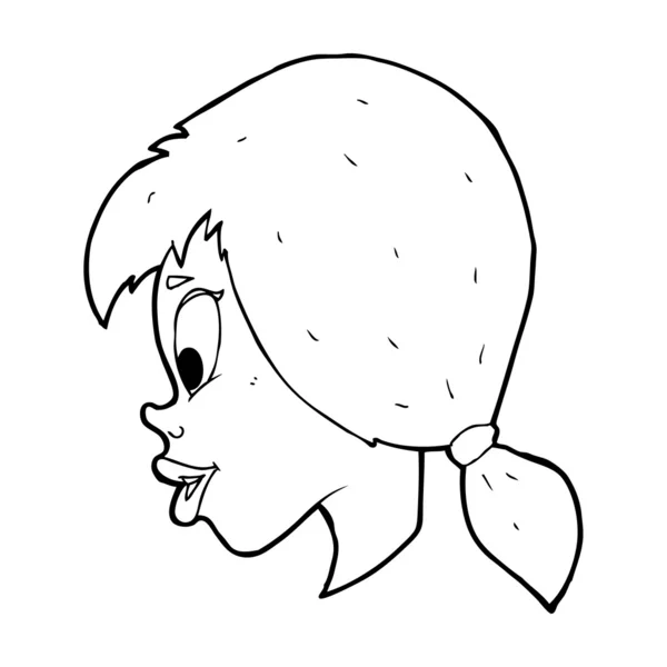 Dessin animé joli visage féminin — Image vectorielle