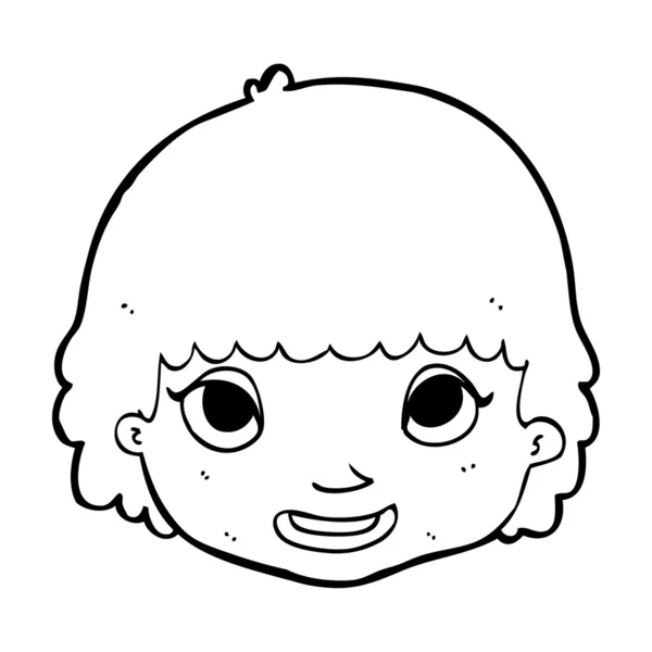 Cartoon happy female face — Stock Vector