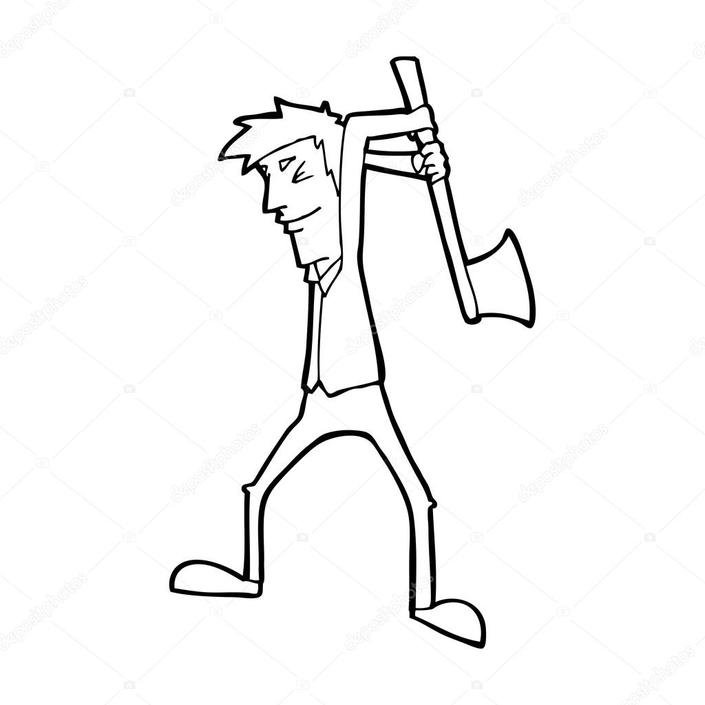 Cartoon man swinging axe Stock Vector Image by ©lineartestpilot 38441787