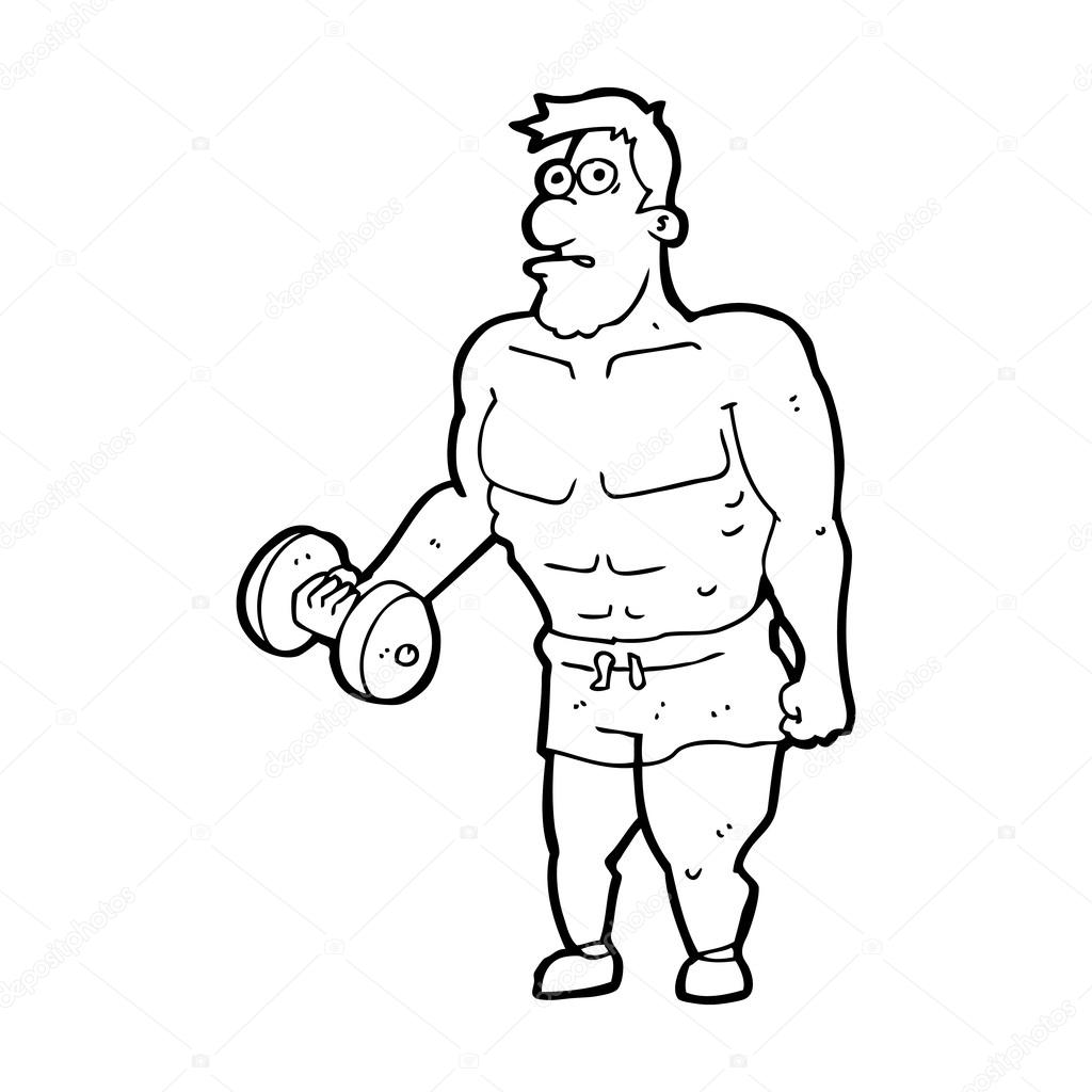 Imágenes: pesas animadas | hombre de dibujos animados levantando pesas
