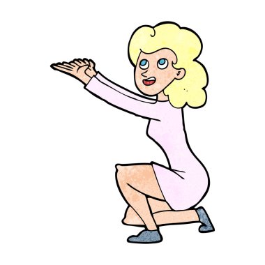 çizgi film kadın sunum jesti