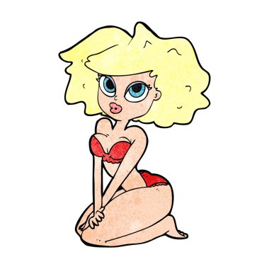 Çizgi filmdeki kadın bikini giyiyor
