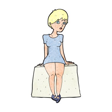 Çizgi film meraklısı kadın oturuyor