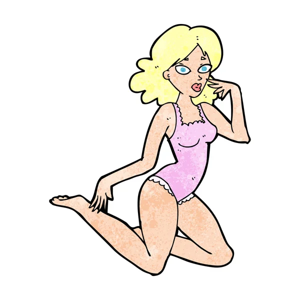 Mulher dos desenhos animados em lingerie — Vetor de Stock