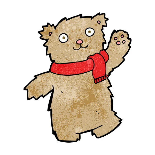 Oso de peluche de dibujos animados con bufanda — Archivo Imágenes Vectoriales