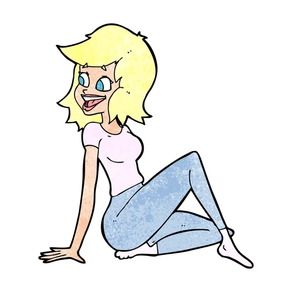 幸せそうに見える漫画の可愛い女 — ストックベクタ