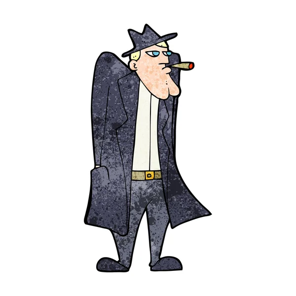 Człowiek z kreskówek w kapeluszu i płaszcz — Wektor stockowy