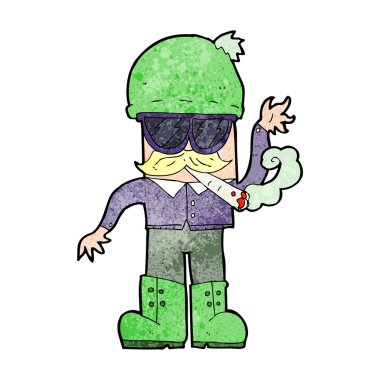 Çizgi filmci ot içiyor.