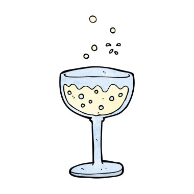 karikatür köpüklü şarap