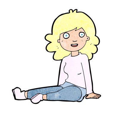 karikatür mutlu kadın