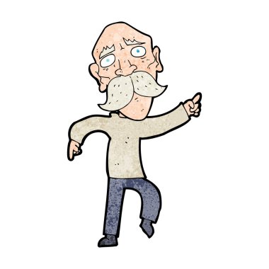 karikatür üzgün yaşlı adam işaret ediyor