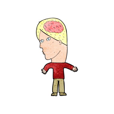 Beyin sembolü olan çizgi film adamı.