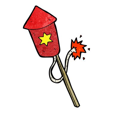 Yanan fitili olan havai fişek karikatürü