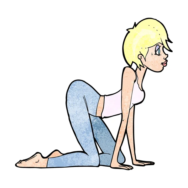 Cartoon sexy Frau auf allen Vieren — Stockvektor