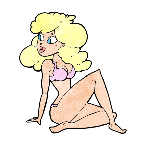 Cartoon sexy vrouw in ondergoed — Stockvector