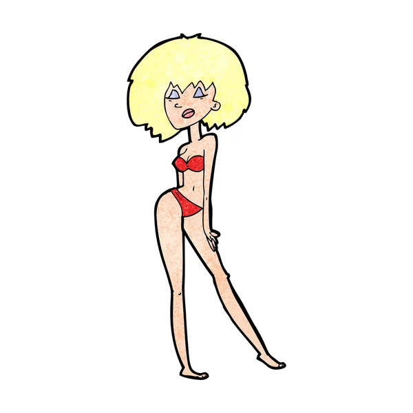 Mujer de dibujos animados en bikini — Vector de stock