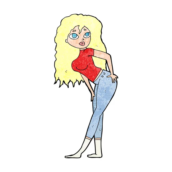 Cartoon attraktive Frau sieht überrascht aus — Stockvektor