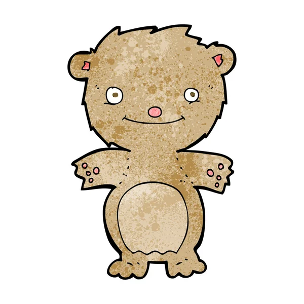 Dessin animé heureux petit ours en peluche — Image vectorielle