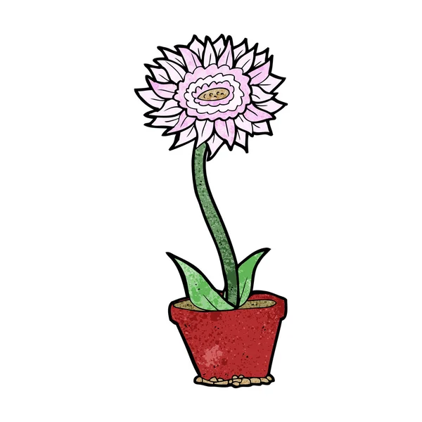 Flor de dibujos animados en olla — Vector de stock