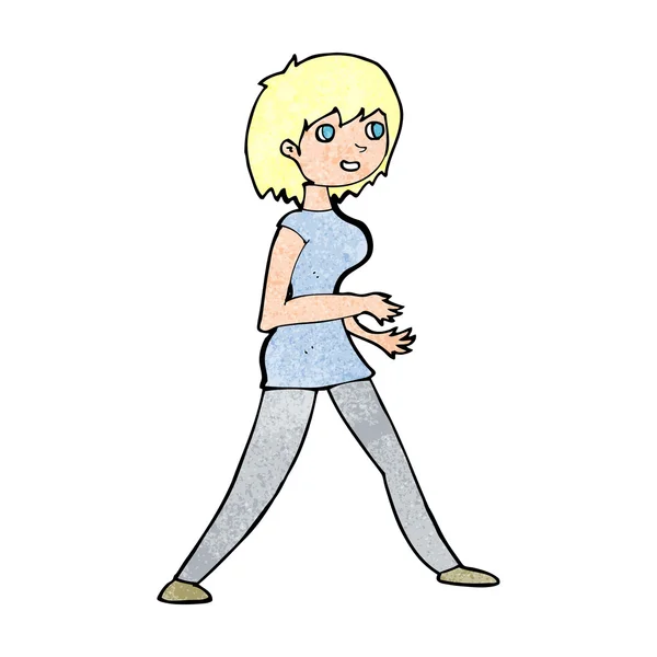 Mulher dos desenhos animados andando — Vetor de Stock