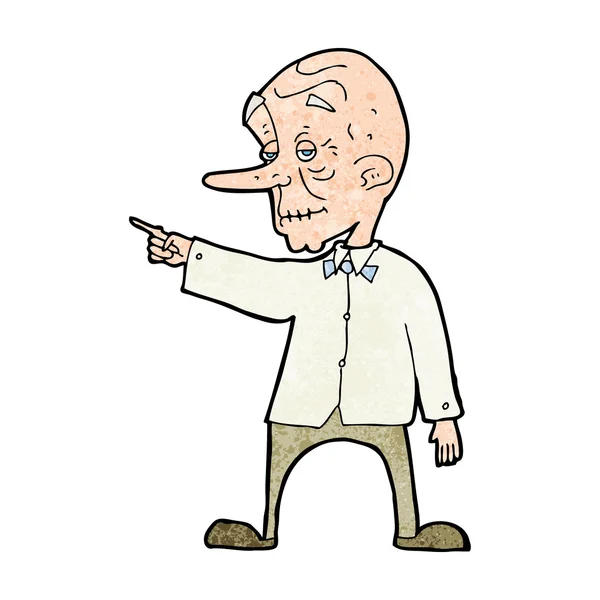 Cartoon oude man wijzend — Stockvector