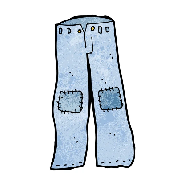 Desenho animado remendado jeans velhos — Vetor de Stock