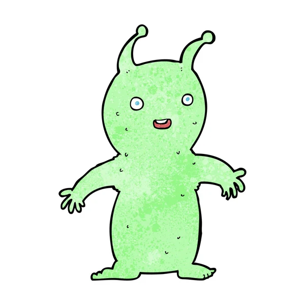 Cartoon gelukkig weinig alien — Stockvector