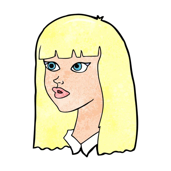 Cartoon pretty girl with long hair — Stock Vector