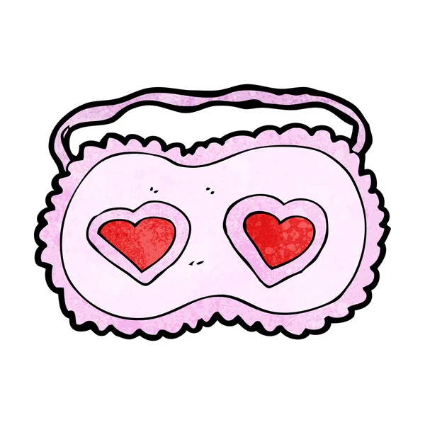 Desenho animado máscara de dormir com corações de amor — Vetor de Stock