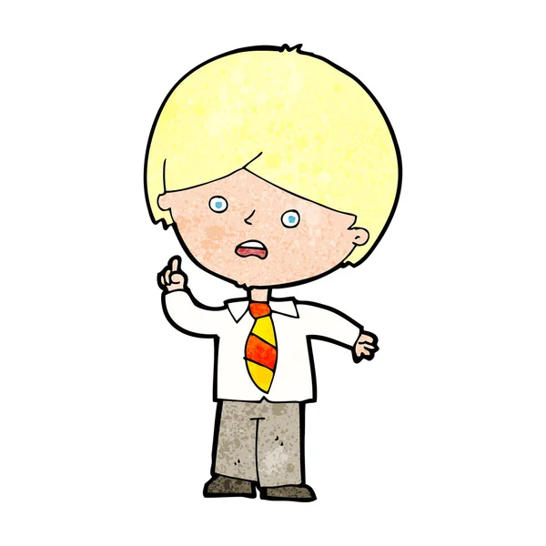 Γελοιογραφία ανησυχούν σχολείο αγόρι, αυξάνοντας το χέρι — Διανυσματικό Αρχείο