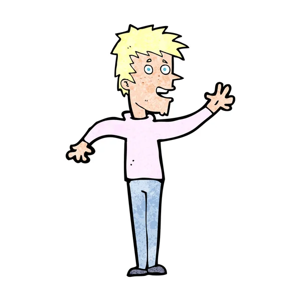 Cartoon gelukkig jongen zwaaien — Stockvector