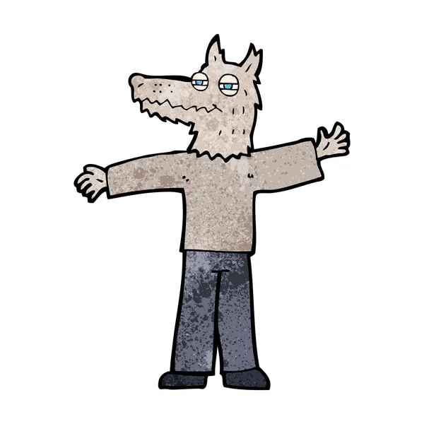 Dessin animé heureux loup homme — Image vectorielle