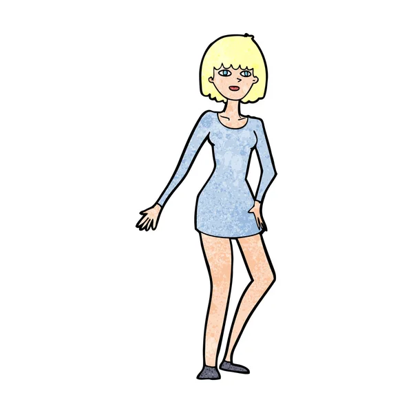 Cartoon vrouw in jurk — Stockvector