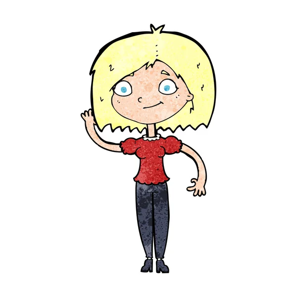 Cartoon vrouw zwaaien — Stockvector