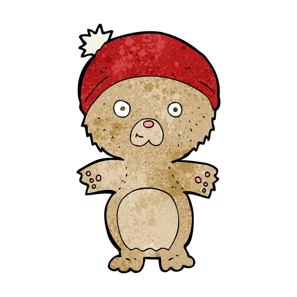 Dibujos animados lindo osito de peluche en sombrero — Vector de stock