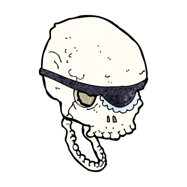 目のパッチ付きの漫画の不気味な頭蓋骨 — ストックベクタ
