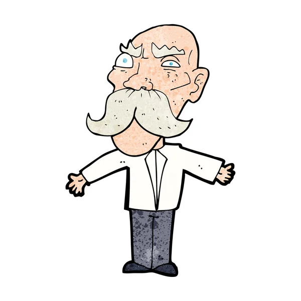 Dessin animé vieil homme en colère — Image vectorielle