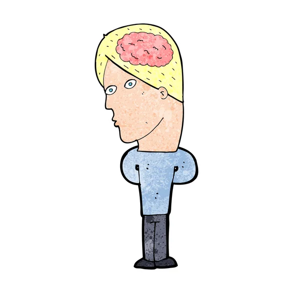 Cartoon man with big brain — Stock Vector