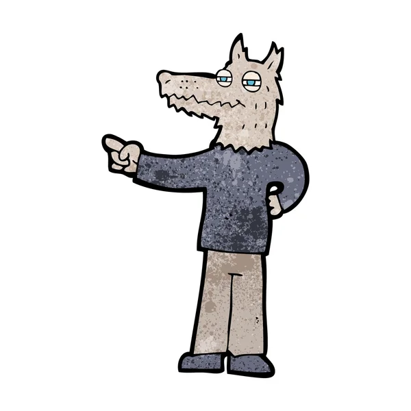 만화 포인팅 늑대 인간 — 스톡 벡터