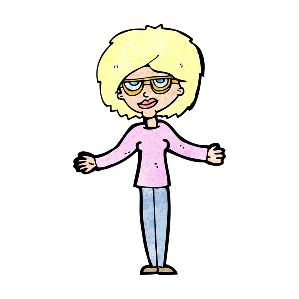 Cartoon vrouw draagt bril — Stockvector