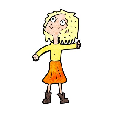 Çizgi filmdeki kadın gökyüzüne bakıyor